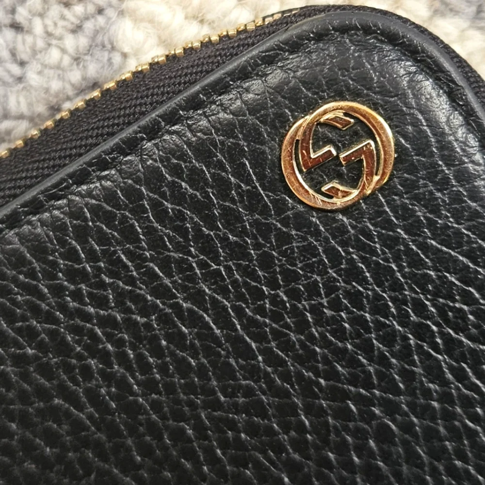 EUC Gucci Black Grained Leather Zip-Around Long Wallet - Picture 3 of 10